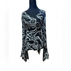 Y2K swirl blouse fairy top early 2000s medium whimsigoth dramatic sleeves vtg